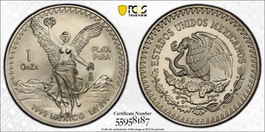 1992-Mo Onza Libertad Ag MS67