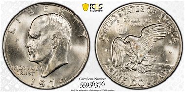 1974-D $1 FS-401, Peg Leg MS64