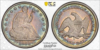 1855-O 50C Arrows AU58
