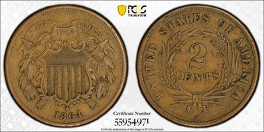 1864 2C Large Motto XF40BN