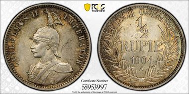 1904-A 1/2 Rup J-721 MS62