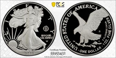 2025-S $1 Silver Eagle w/ U.S. Navy Privy 250th Anniversary PR69DCAM