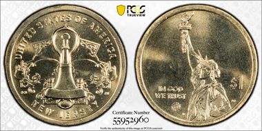 2019-D $1 American Innovation NJ Edison Light Bulb Pos. A MS68