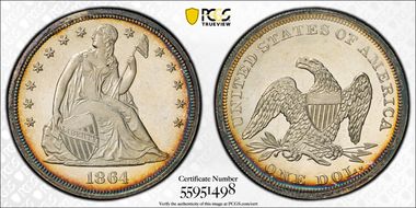 1864 $1 PR65+ CAM