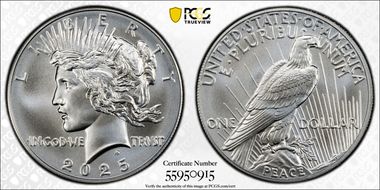2025 $1 Peace Dollar MS70