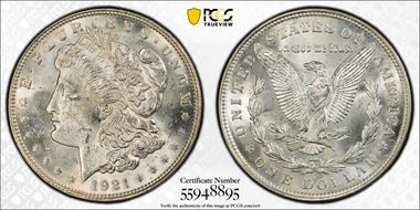 1921 $1 Morgan MS61