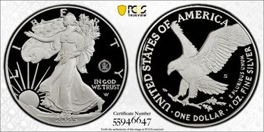 2025-S $1 Silver Eagle w/ U.S. Navy Privy 250th Anniversary First Strike PR70DCAM