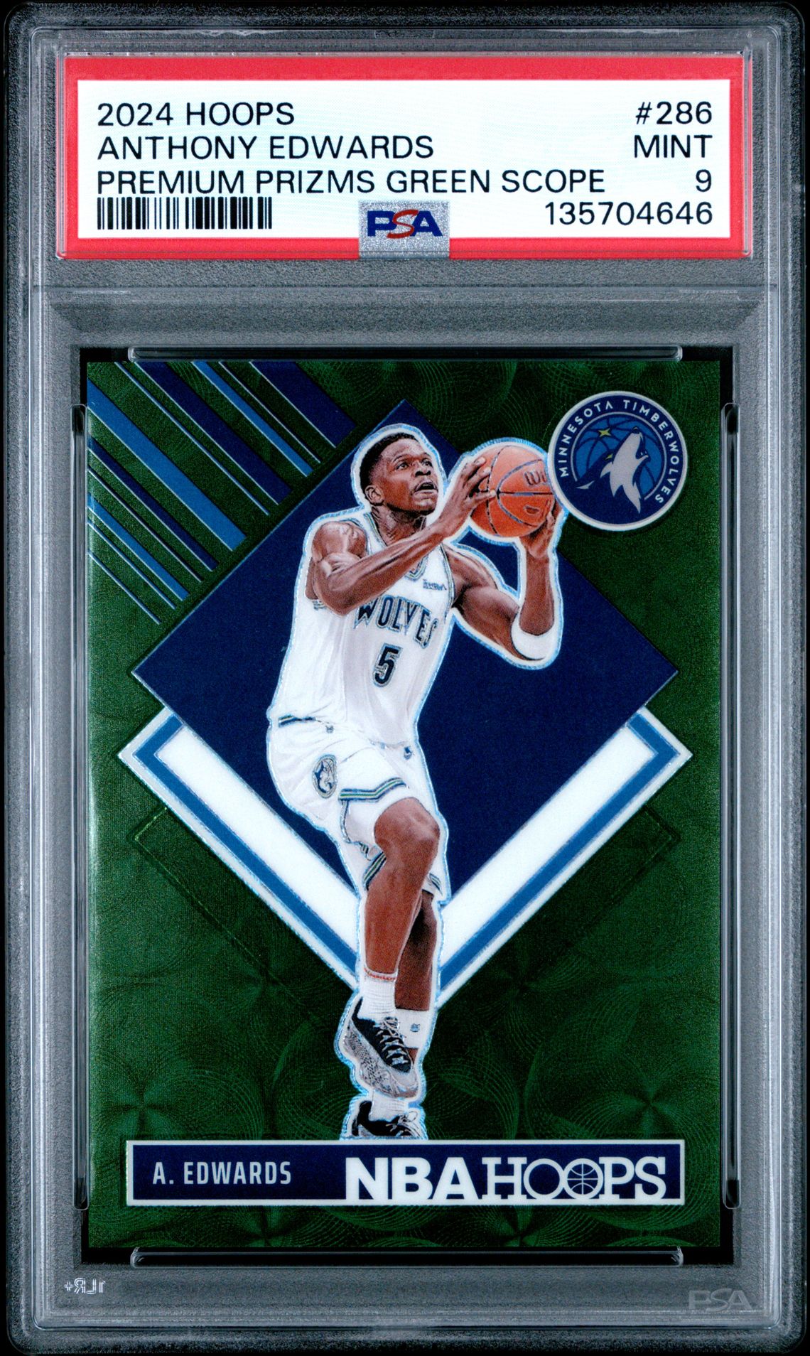 2024 Panini PANINI NBA HOOPS PREMIUM PRIZMS GREEN SCOPE #286 Anthony Edwards front