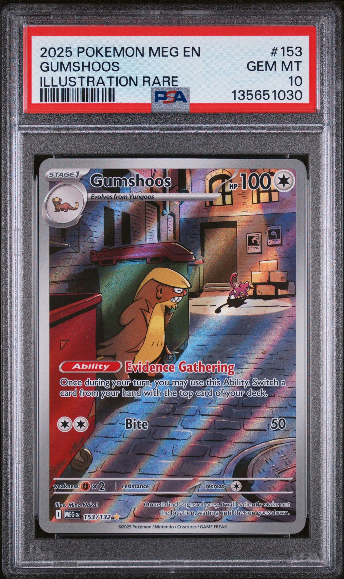 2025 Pokemon Mega Evolution Illustration Rare #153 Gumshoos front