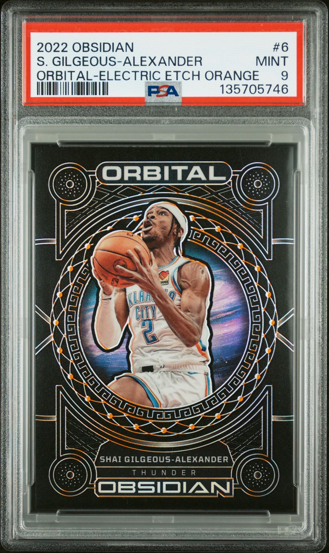 2022 Panini Obsidian Orbital S. Gilgeous-Alexander #6 (Orbital-Electric Etch Orange) Mint 9 front