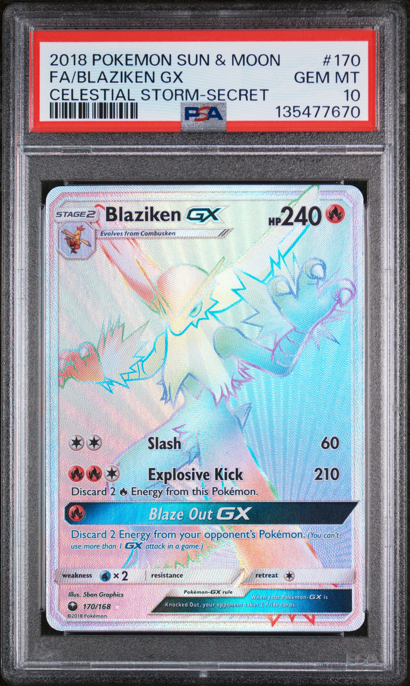 2018 #170 Full Art/Blaziken GX PSA 10 Sun & Moon Celestial Storm