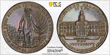 1797 Tk 1/2D DH-7 Lothian, Edinburgh MS62BN