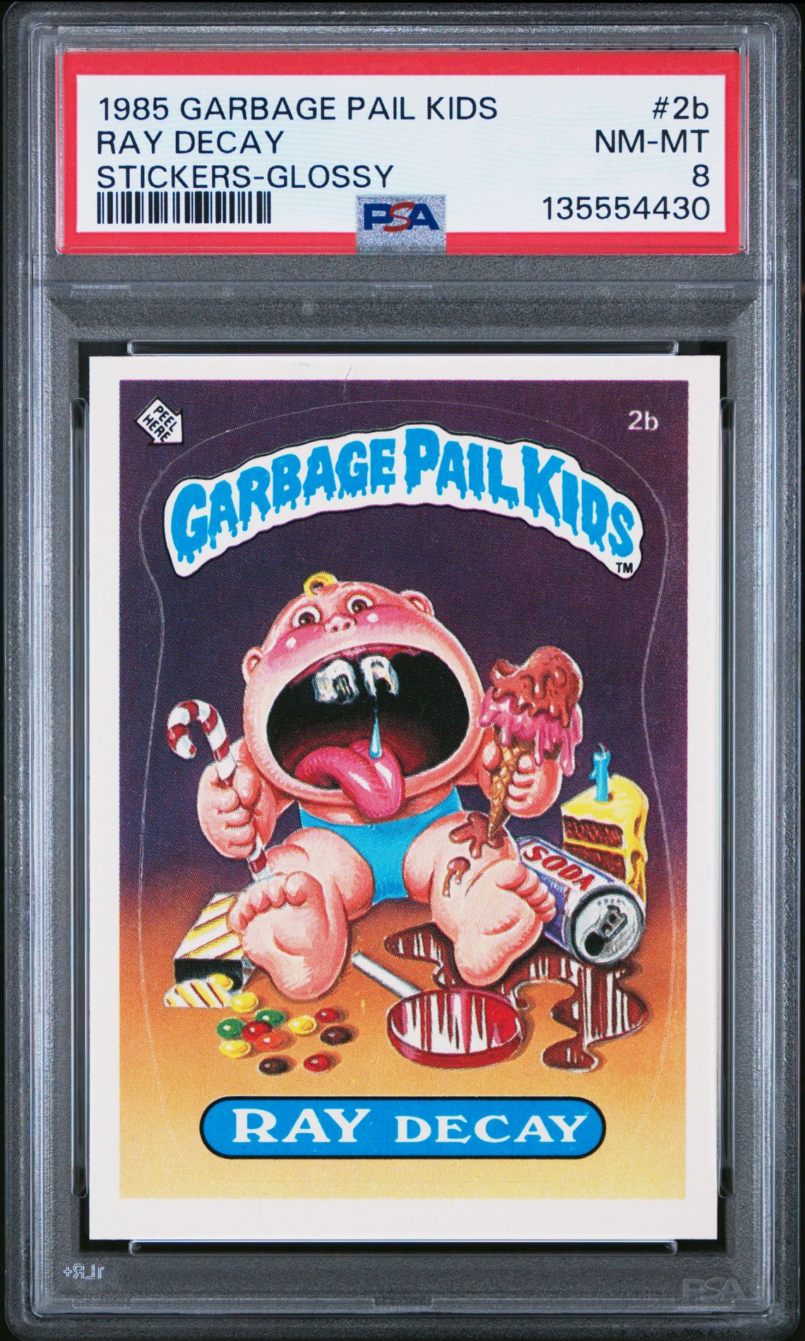 1985 Topps GARBAGE PAIL KIDS STICKERS GLOSSY #2B Ray Decay front