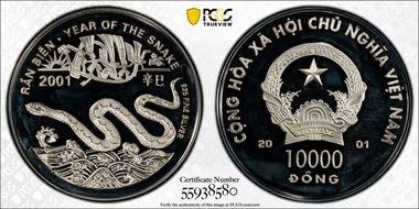 2001 10000 D Year of the Snake KM-57 Ag PR68DCAM