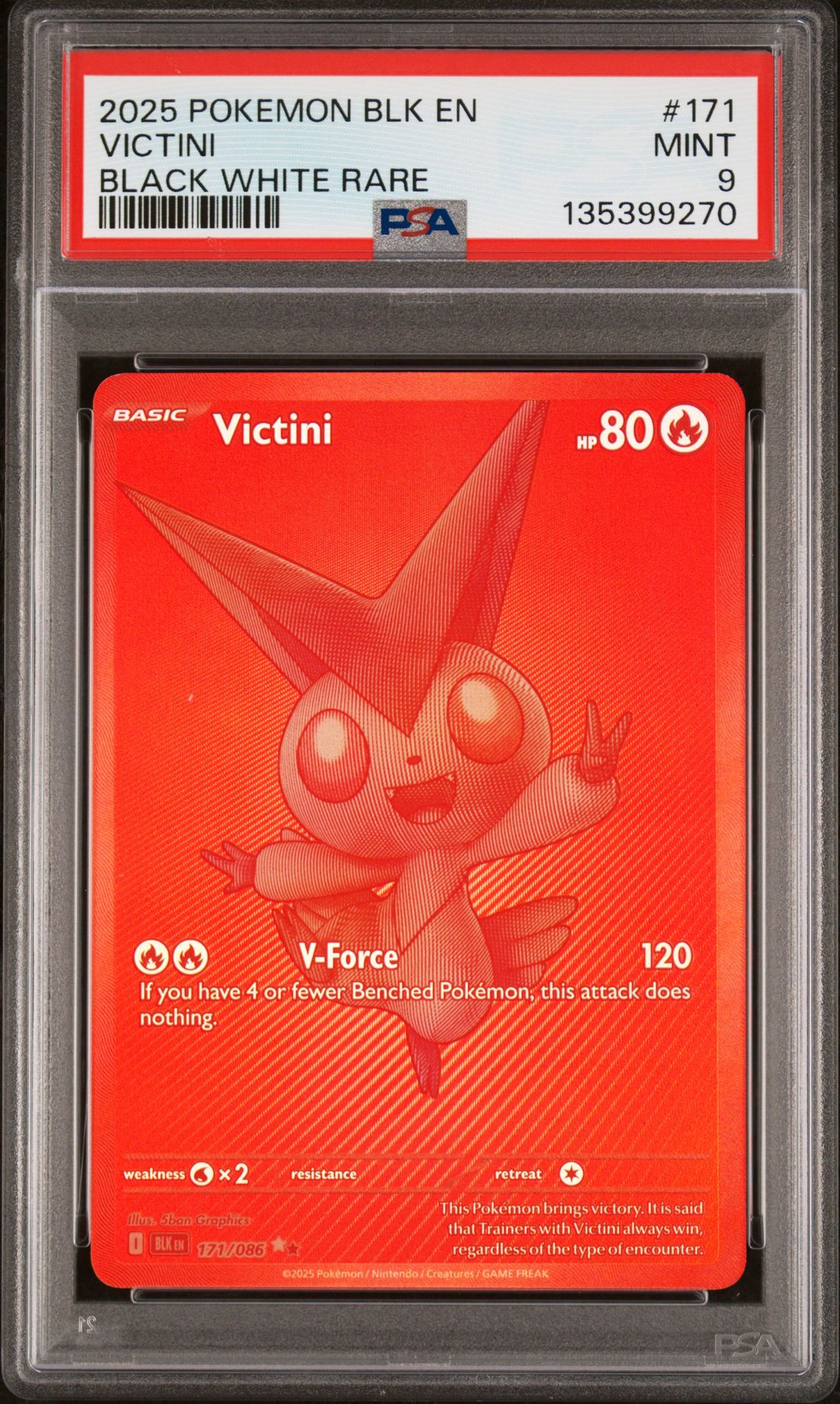 2025 Pokemon Blk En-Black Bolt Victini #171 (Black White Rare) Mint 9 front
