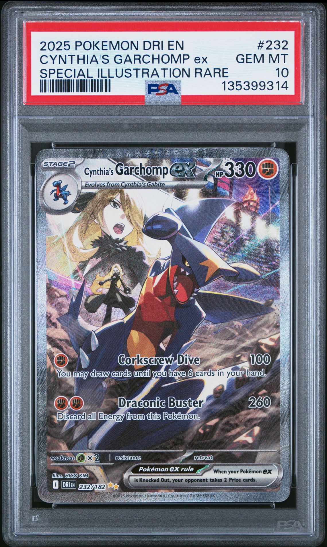 2025 Pokemon Dri En-Destined Rivals Cynthia's Garchomp Ex #232 (Special Illustration Rare) Gem Mt 10 front