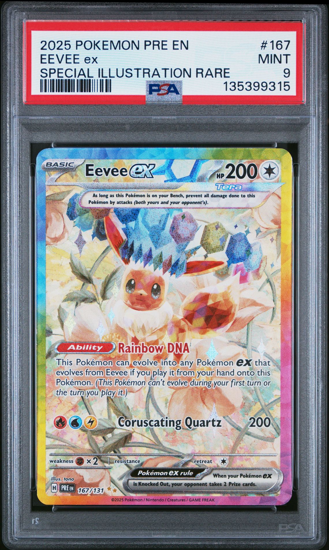 2025 Pokemon Pre En-Prismatic Evolutions Eevee Ex #167 (Special Illustration Rare) Mint 9 front
