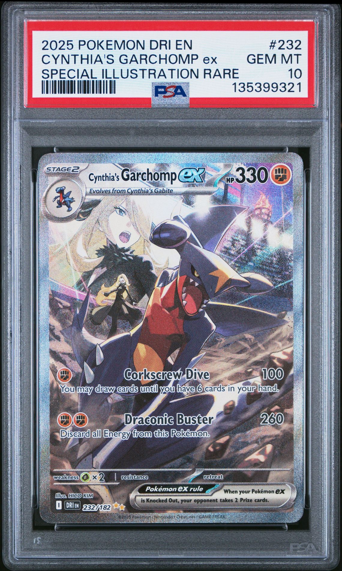 2025 Pokemon Dri En-Destined Rivals Cynthia's Garchomp Ex #232 (Special Illustration Rare) Gem Mt 10 front