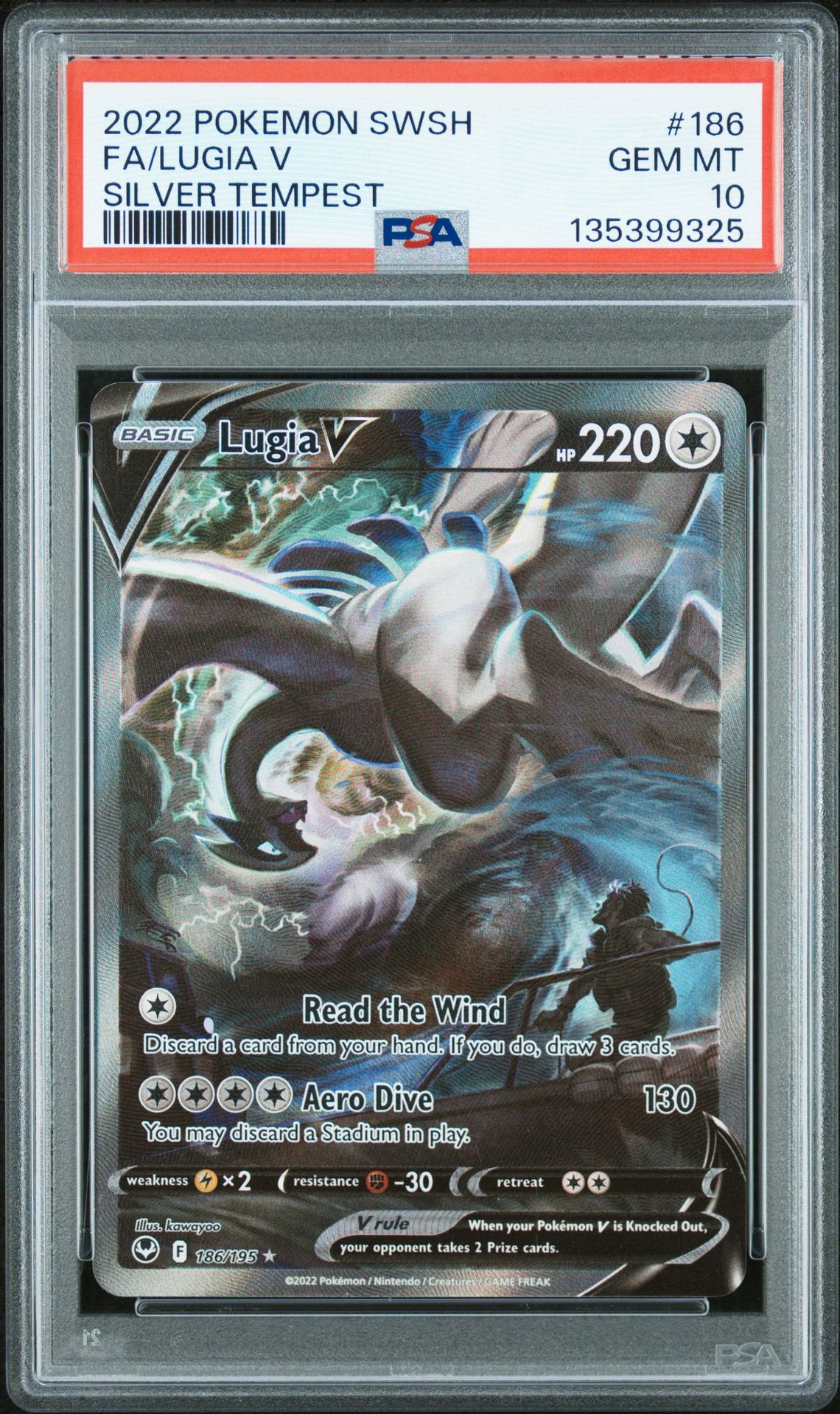 2022 Pokemon Sword & Shield Silver Tempest Fa/Lugia V #186 (Silver Tempest) Gem Mt 10 front