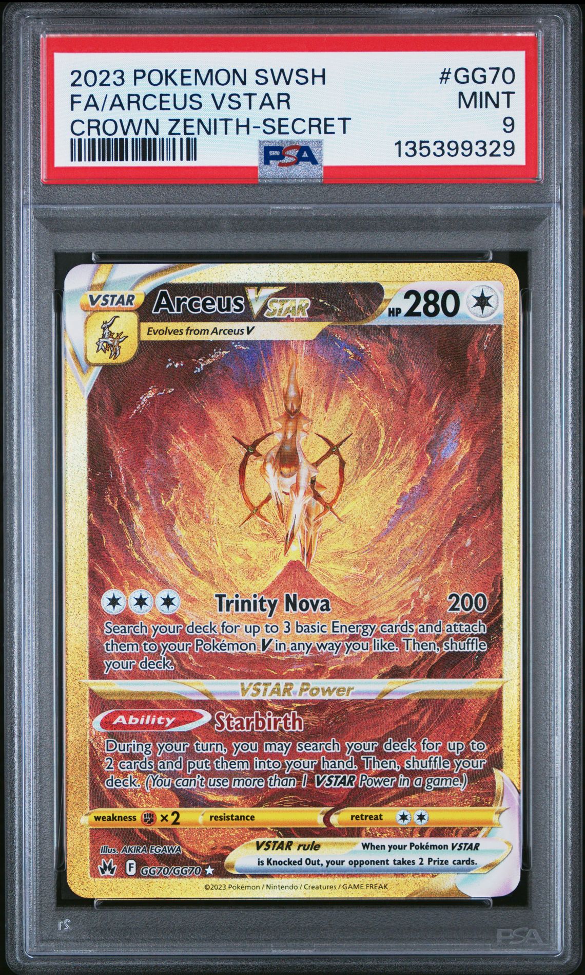 2023 Pokemon Sword And Shield Crown Zenith Fa/Arceus Vstar #Gg70 (Crown Zenith-Secret) Mint 9 front