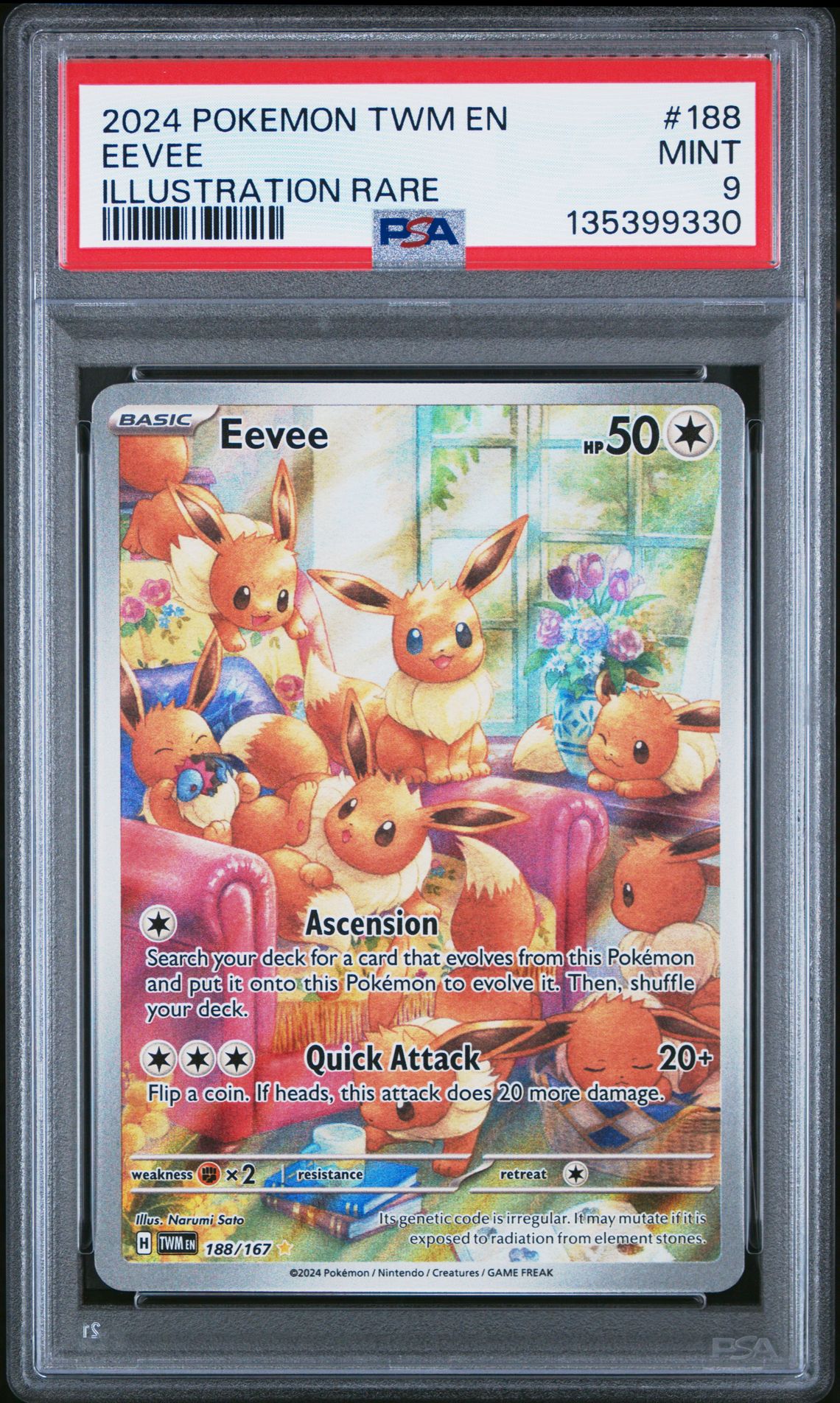 2024 Pokemon Twm En-Twilight Masquerade Eevee #188 (Illustration Rare) Mint 9 front