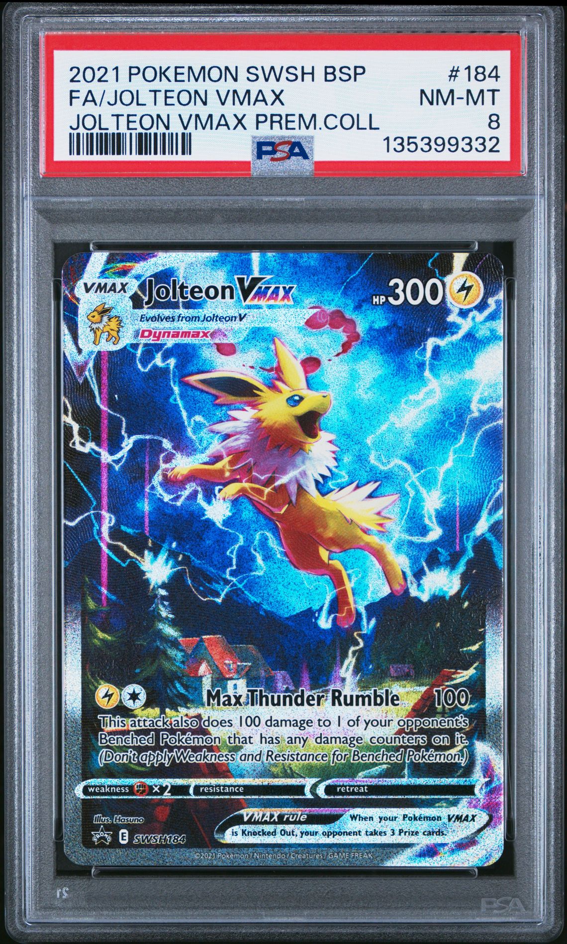2021 Pokemon Swsh Black Star Promo Fa/Jolteon Vmax #184 (Jolteon Vmax Prem.coll) Nm-Mt 8 front