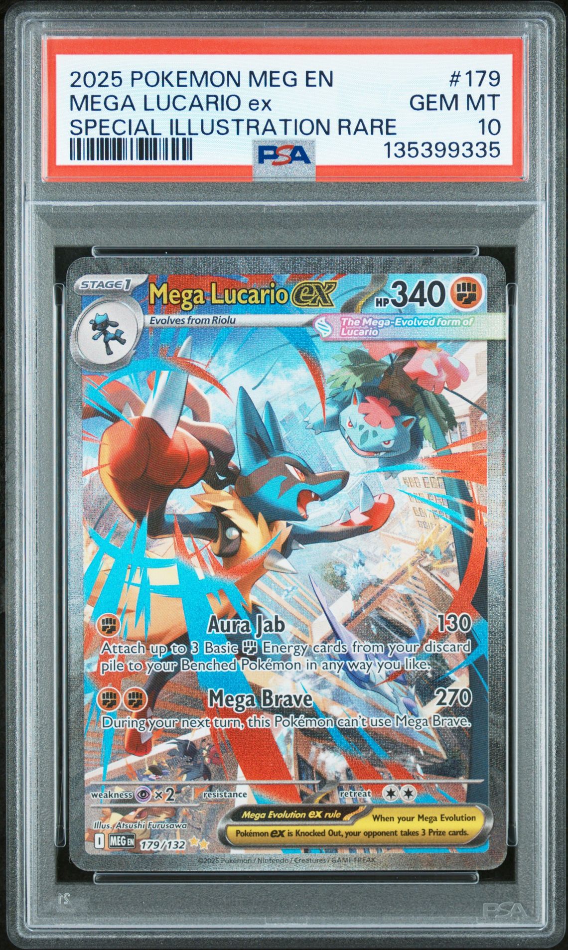 2025 Pokemon Meg En-Mega Evolution Mega Lucario Ex #179 (Special Illustration Rare) Gem Mt 10 front