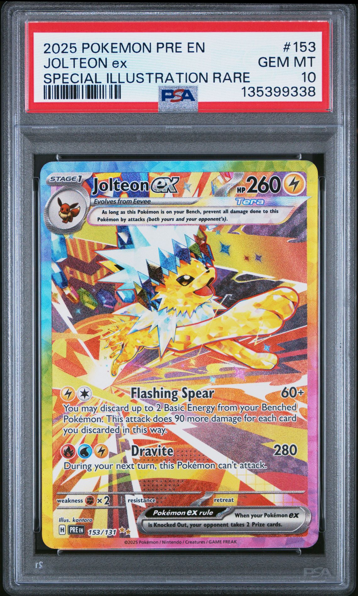 2025 Pokemon Pre En-Prismatic Evolutions Jolteon Ex #153 (Special Illustration Rare) Gem Mt 10 front