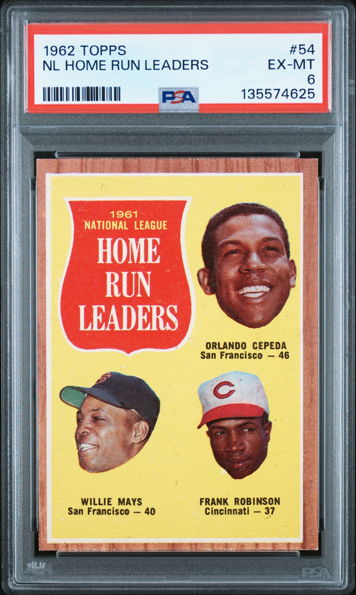1962 Topps Nl Home Run Leaders #54 Ex-Mt 6 front