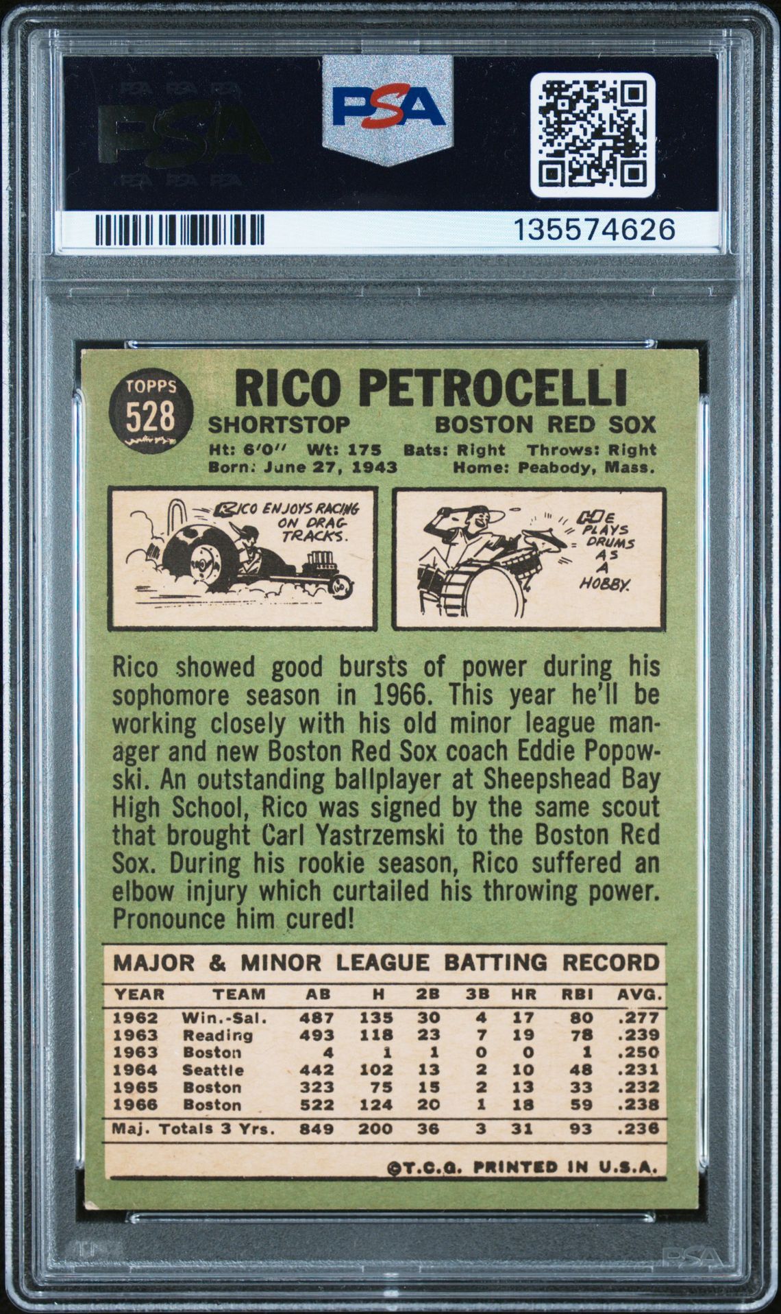 1967 Topps Rico Petrocelli #528 Ex-Mt 6 back