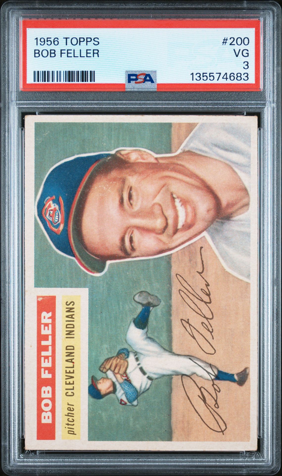 1956 Topps Bob Feller #200 Vg 3 front