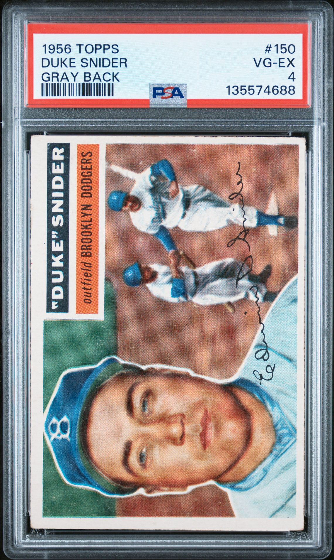 1956 Topps Duke Snider #150 (Gray Back) Vg-Ex 4 front