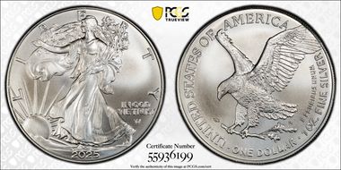 2025 $1 Silver Eagle First Strike MS70