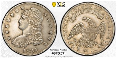 1834 50C Large Date, Small Letters N1