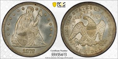 1872 $1 MS64+ 