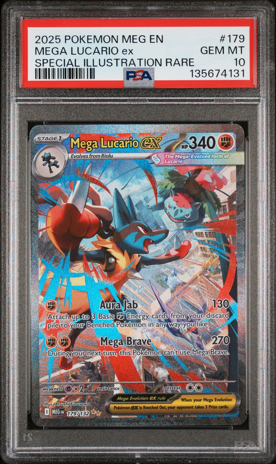 2025 Pokemon Meg En-Mega Evolution Mega Lucario Ex #179 (Special Illustration Rare) Gem Mt 10 front
