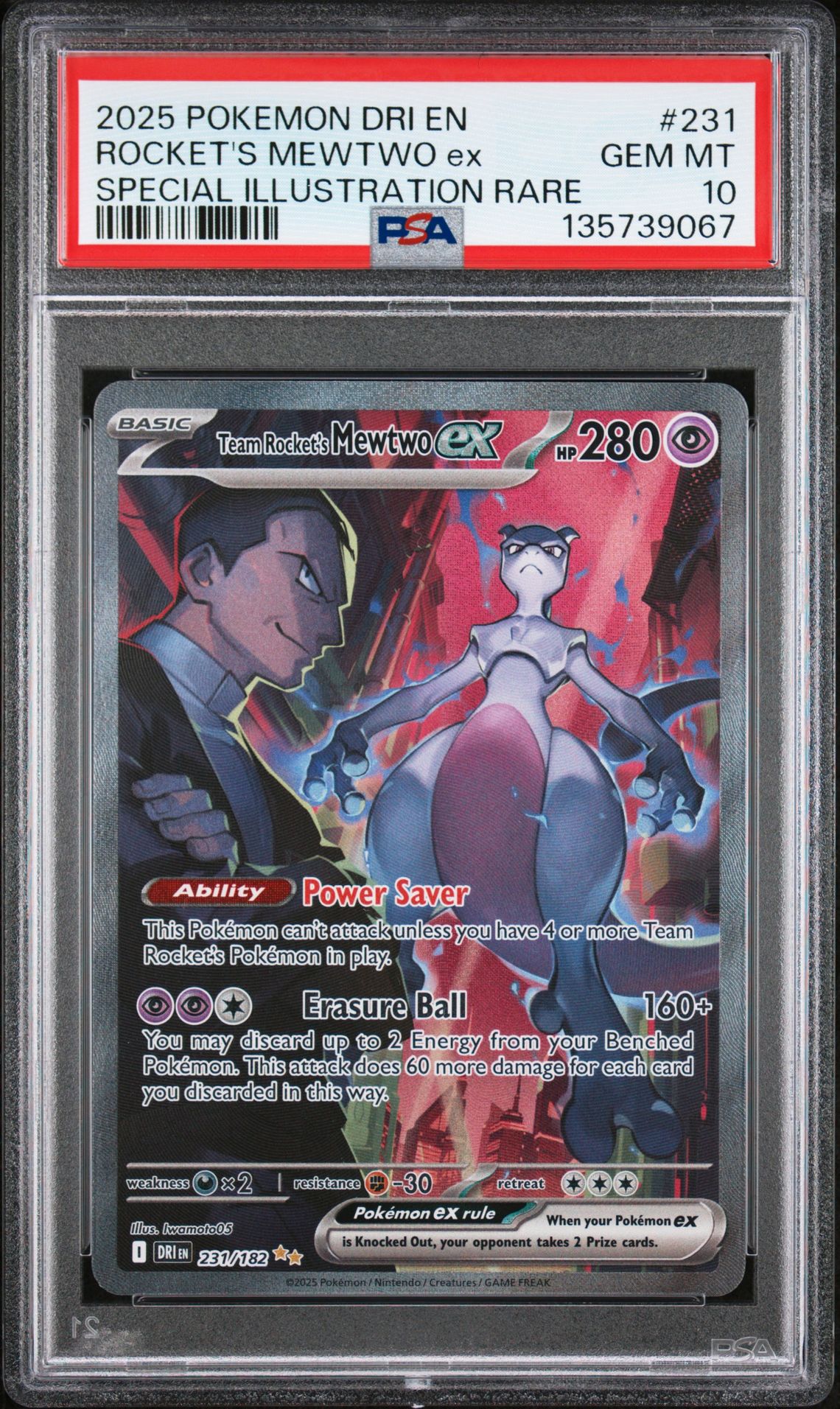 2025 Pokemon POKEMON DRI EN-DESTINED RIVALS SPECIAL ILLUSTRATION RARE #231 Rocket's Mewtwo EX front
