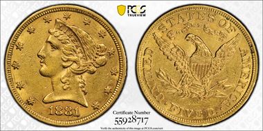 1881 $5 AU55