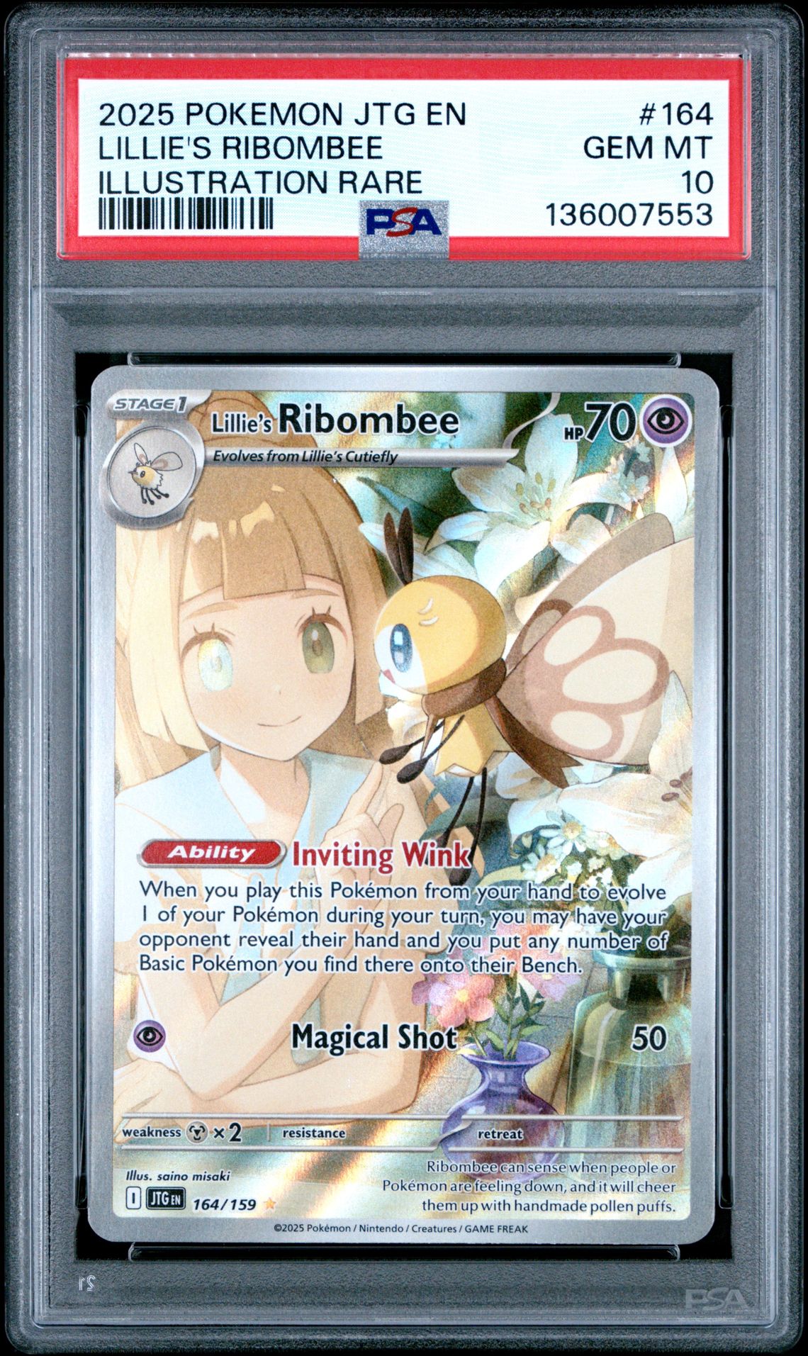 2025 Pokemon POKEMON JTG EN-JOURNEY TOGETHER ILLUSTRATION RARE #164 Lillie's Ribombee front