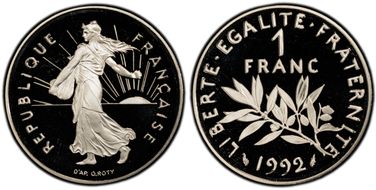 1992 1 Fr Gad-474 Semeuse PR69DCAM