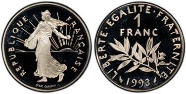 1993 1 Fr Gad-474 Semeuse PR68DCAM