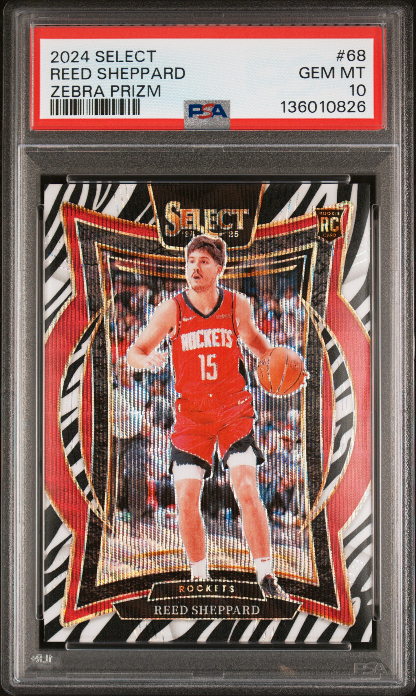 2024 PANINI SELECT ZEBRA PRIZM #68 REED SHEPPARD PSA 10