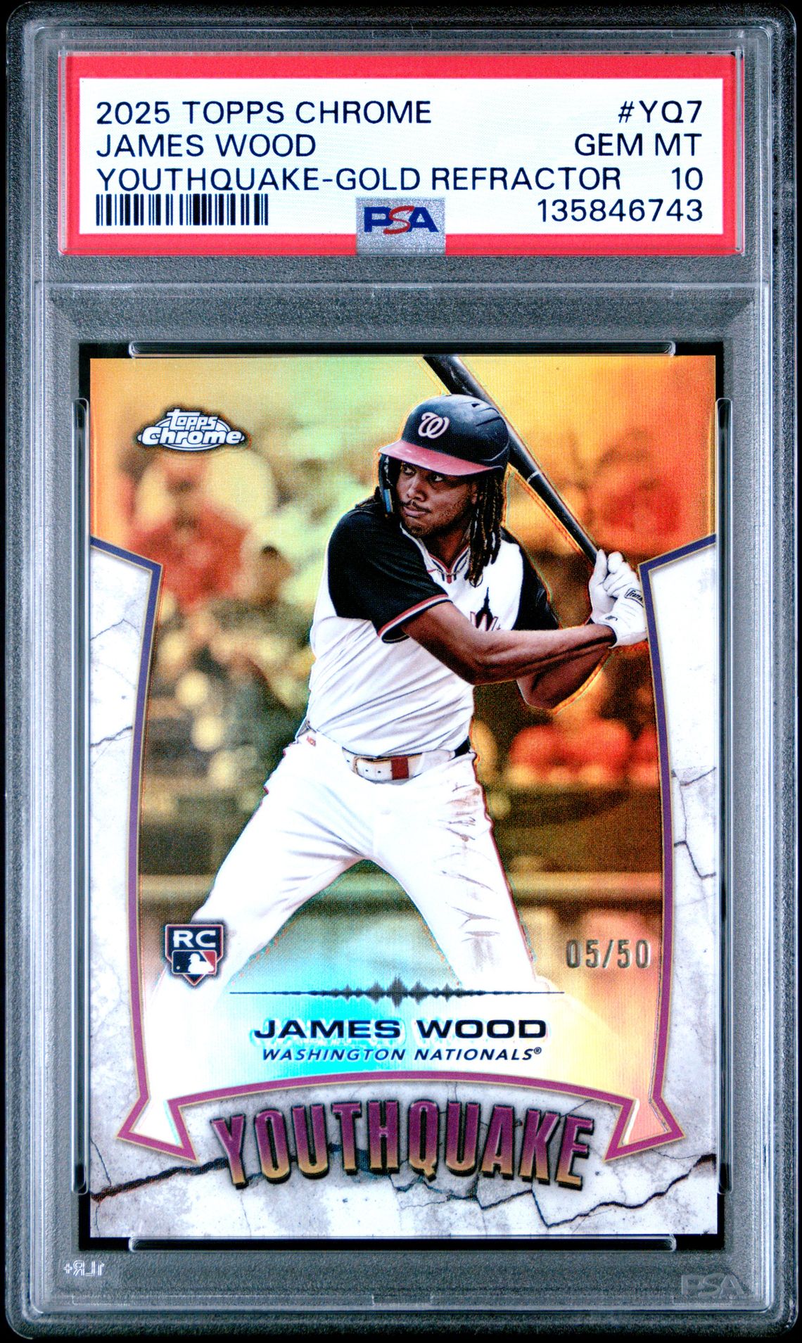 2025 Topps TOPPS CHROME YOUTHQUAKE GOLD REFRACTOR #YQ7 James Wood front