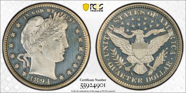 1894 25C PR64CAM