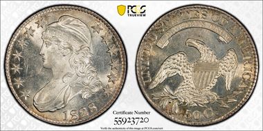 1828 50C Square 2, Small 8s, Lg. Letters MS63+ 