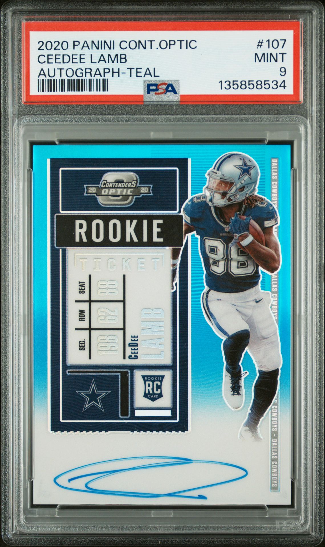 2020 Panini PANINI CONTENDERS OPTIC AUTOGRAPH-TEAL #107 Ceedee Lamb front