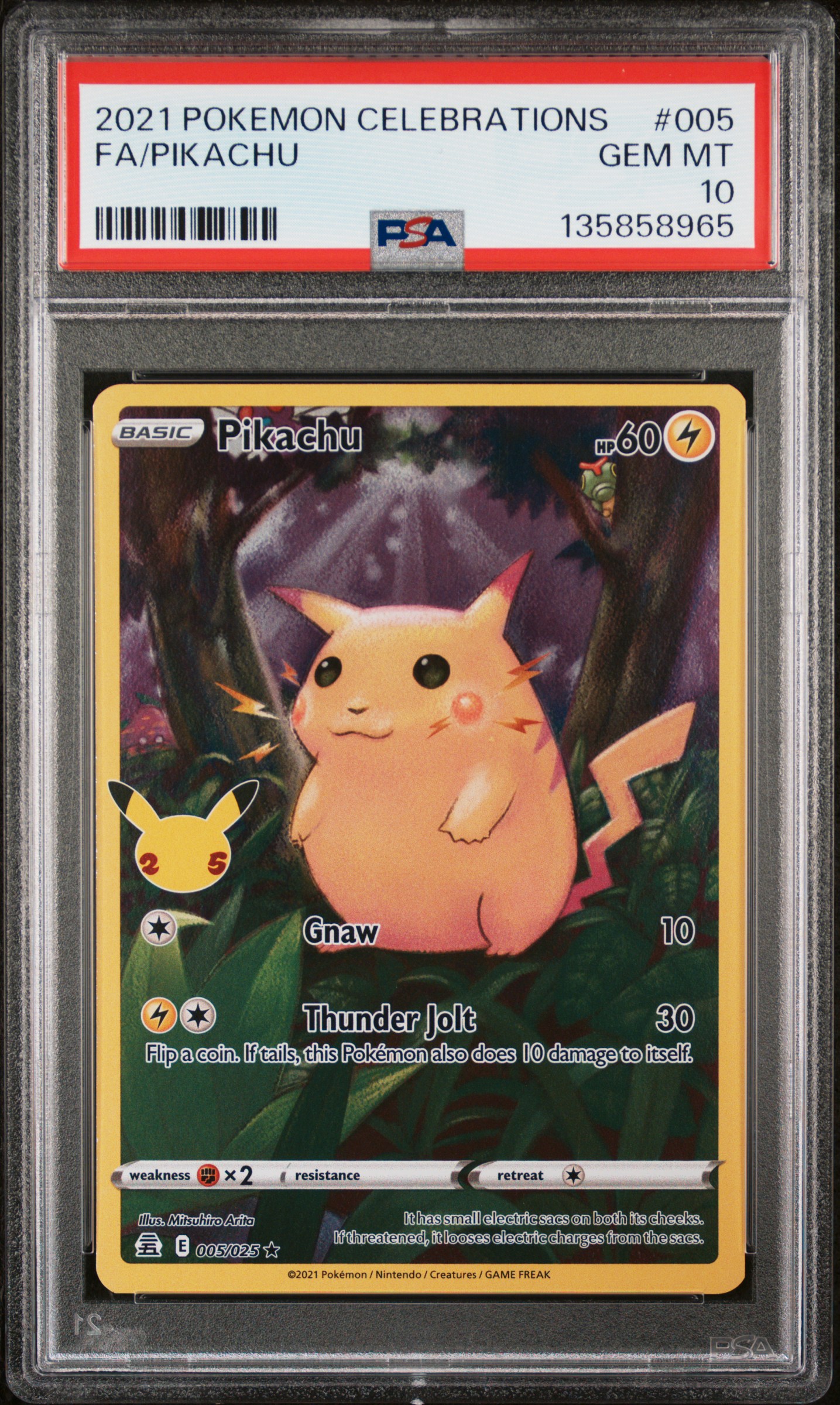 Image of 2021 Pokémon Celebrations FA/Pikachu #005 PSA 10