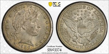 1900-S 25C AU58