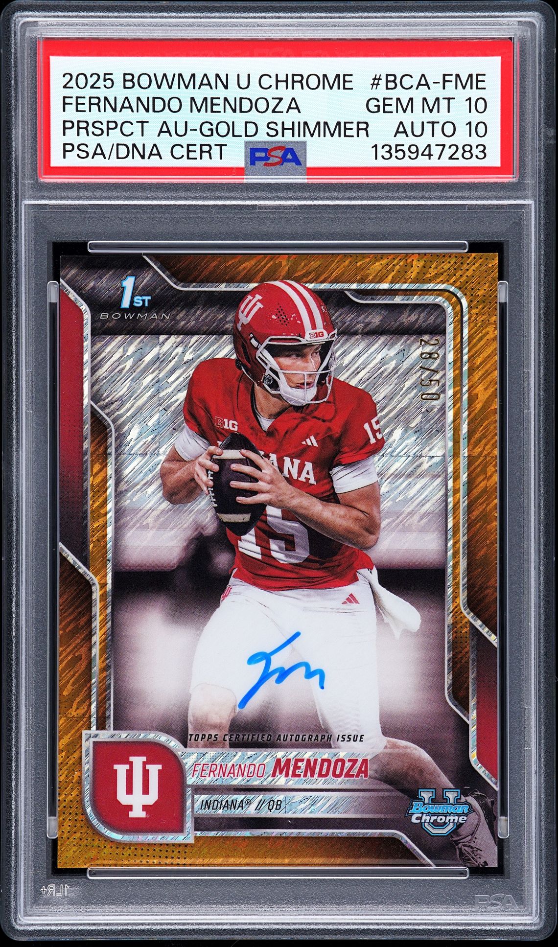 2025 Bowman Bowman University Chrome Bowman Chrome Prospect Autographs #FME Fernando Mendoza front