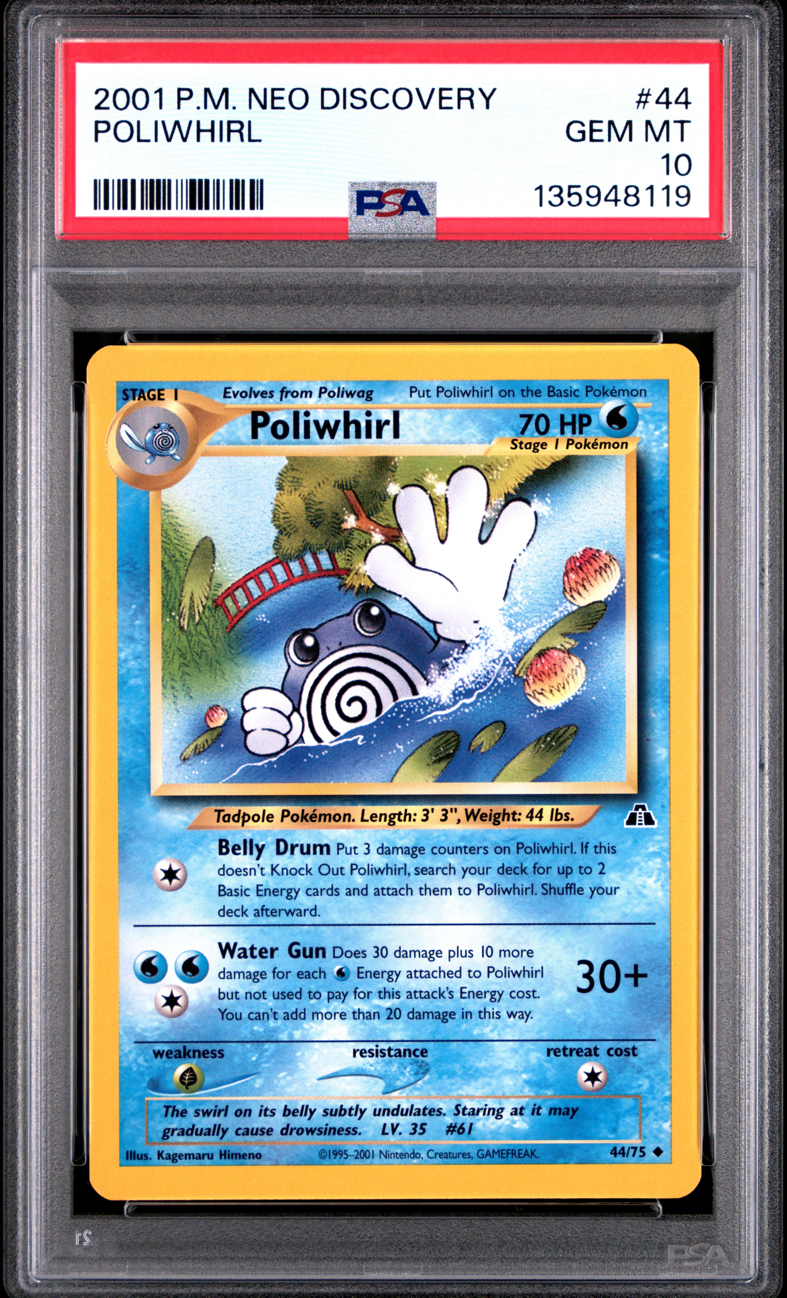 2001 #44 Poliwhirl PSA 10 Neo Discovery